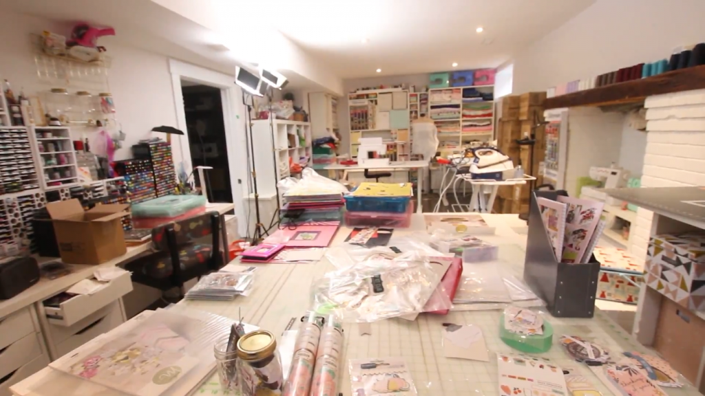 messy craft room